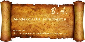 Bendekovits Adalberta névjegykártya